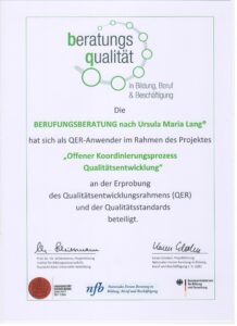Zertifikat QER-Studie Professionelle Beratungsqualität Uni Heidelberg 2014